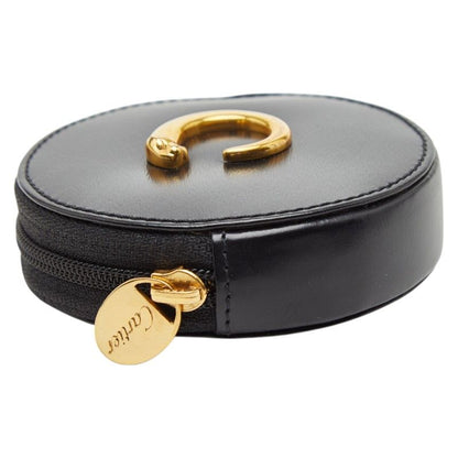 Cartier Panthere Round Black Gold Leather Ladies