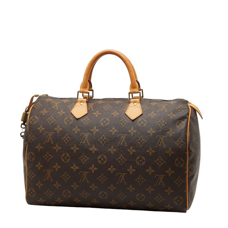 Louis Vuitton Monogram Speedy 35 Handbag Boston Bag M41107 Brown PVC Leather