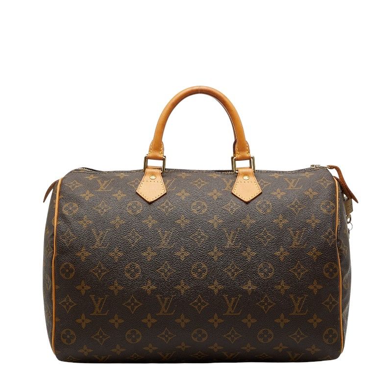 Louis Vuitton Monogram Speedy 35 Handbag Boston Bag M41107 Brown PVC Leather
