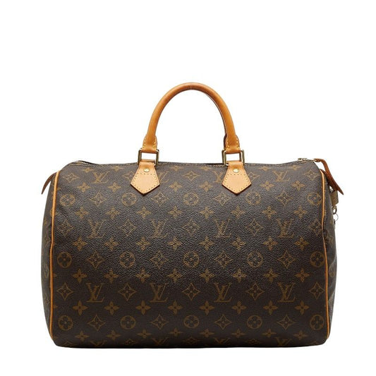 Louis Vuitton Monogram Speedy 35 Handbag Boston Bag M41107 Brown PVC Leather