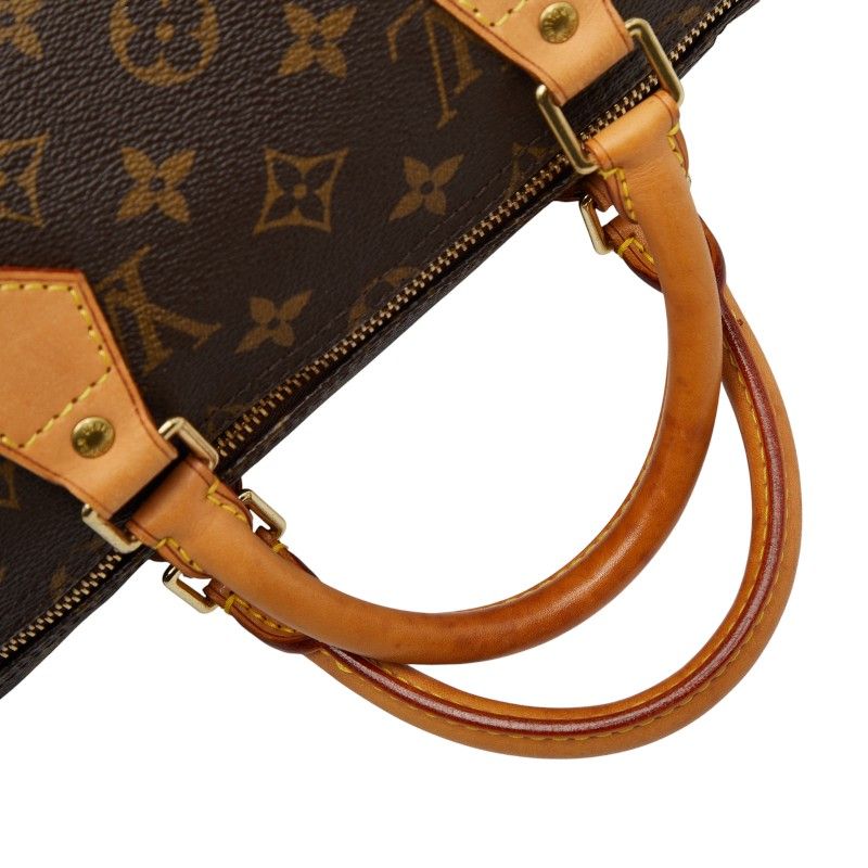 Louis Vuitton Monogram Speedy 35 Handbag Boston Bag M41107 Brown PVC Leather