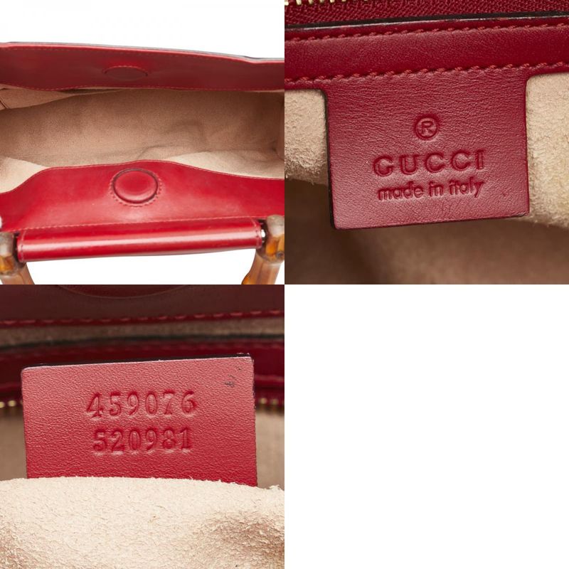 Gucci Bamboo Nimfair Handbag Shoulder Bag 2WAY 459076 Red Leather Ladies Gucci