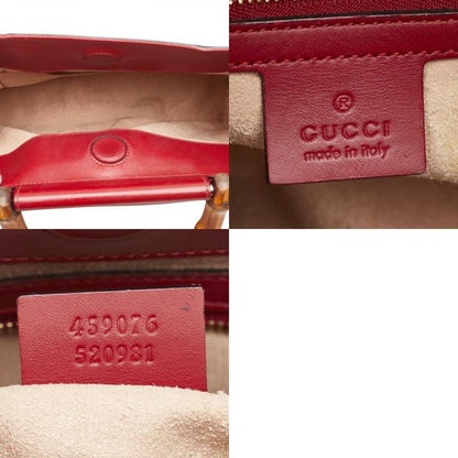 Gucci Bamboo Nimfair Handbag Shoulder Bag 2WAY 459076 Red Leather Ladies Gucci