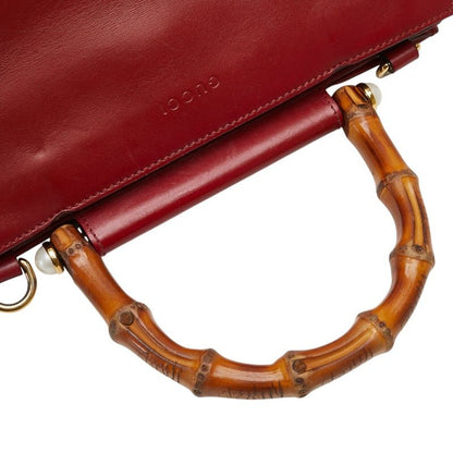 Gucci Bamboo Nimfair Handbag Shoulder Bag 2WAY 459076 Red Leather Ladies Gucci