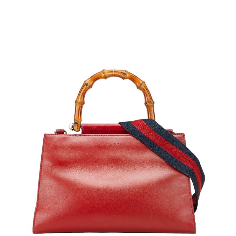 Gucci Bamboo Nimfair Handbag Shoulder Bag 2WAY 459076 Red Leather Ladies Gucci