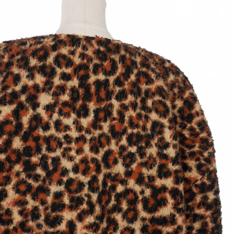 Balenciaga Animal Pattern Leopard Knit Sweater V-neck XS Brown JP57 2021 00668