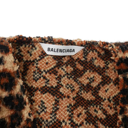 Balenciaga Animal Pattern Leopard Knit Sweater V-neck XS Brown JP57 2021 00668
