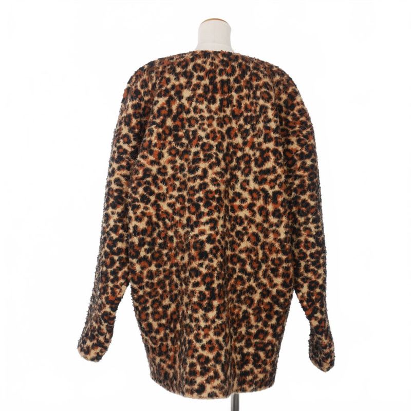 Balenciaga Animal Pattern Leopard Knit Sweater V-neck XS Brown JP57 2021 00668