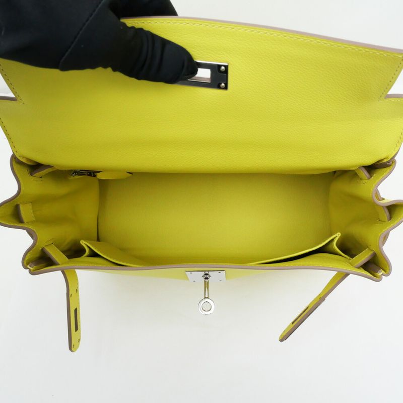 Hermes Kelly 28 Lime Silver-hardware Eva-color-d Engraved Internal