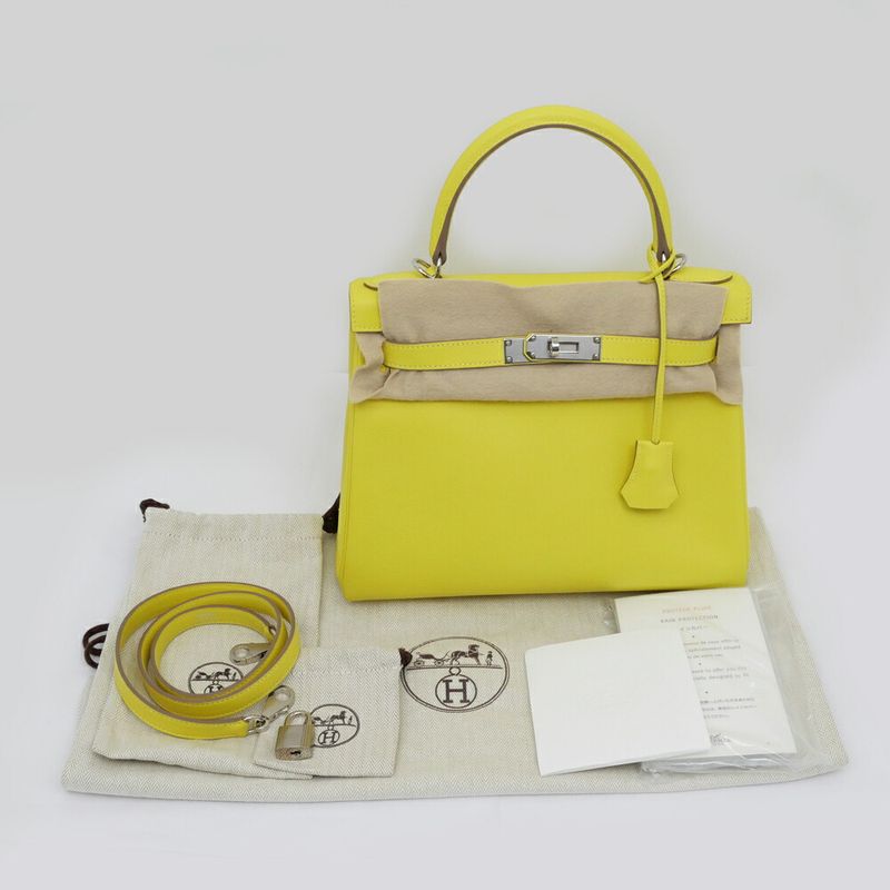 Hermes Kelly 28 Lime Silver-hardware Eva-color-d Engraved Internal