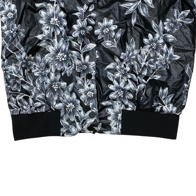 Fendi Floral Bomber Jacket Blouson Outerwear Gray Black Rayon Fj6864 A1 E4