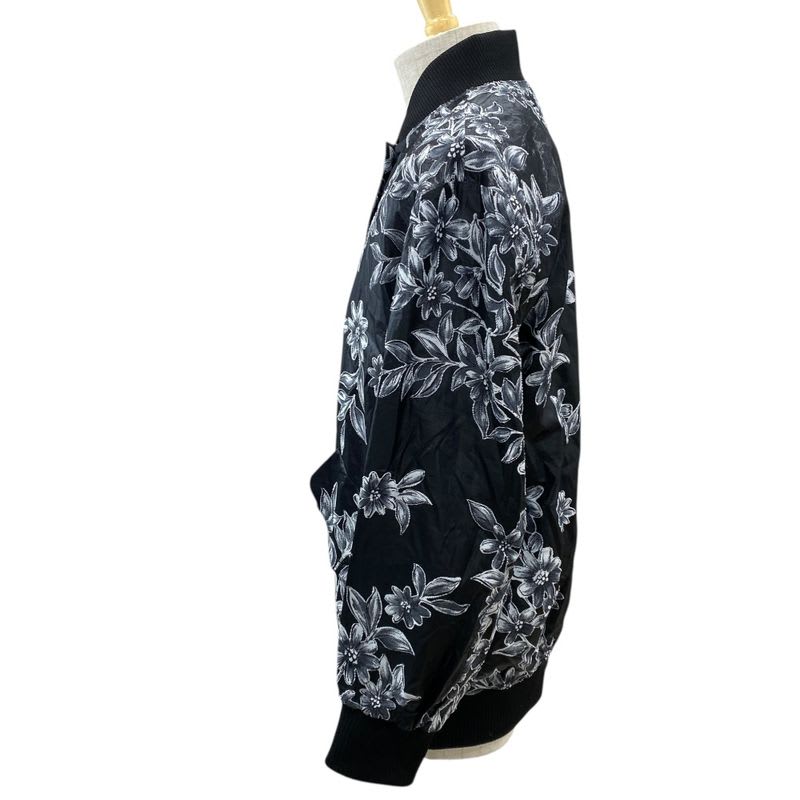Fendi Floral Bomber Jacket Blouson Outerwear Gray Black Rayon Fj6864 A1 E4