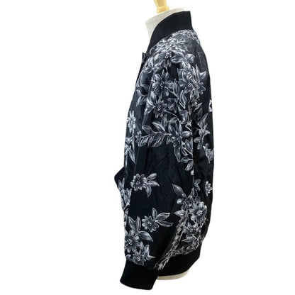 Fendi Floral Bomber Jacket Blouson Outerwear Gray Black Rayon Fj6864 A1 E4
