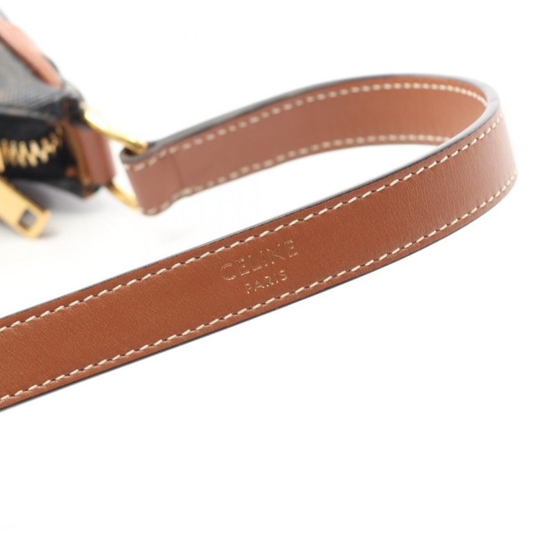 Celine Handbag AVA Mini Ava Triomphe 10i60 2DS1 Black PVC Coated Canvas Leather