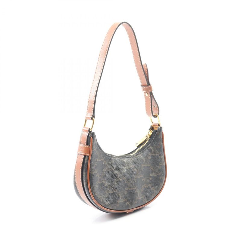 Celine Handbag AVA Mini Ava Triomphe 10i60 2DS1 Black PVC Coated Canvas Leather