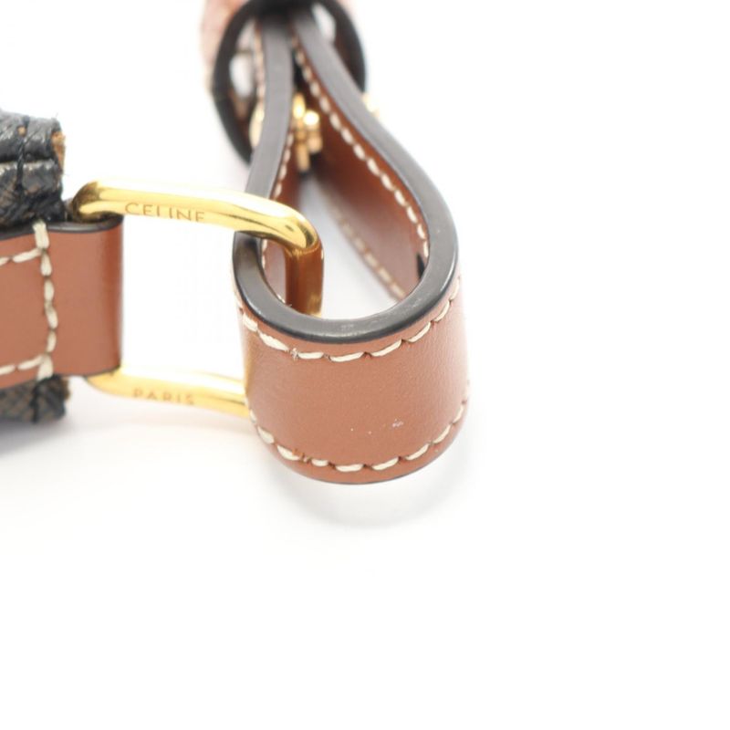 Celine Handbag AVA Mini Ava Triomphe 10i60 2DS1 Black PVC Coated Canvas Leather