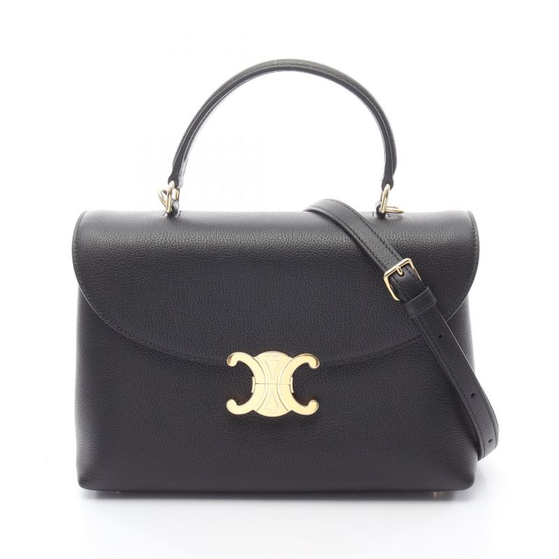 Celine Handbag Medium Nino 117523fxk38no Black Leather 2way Shoulder Bag Ladies