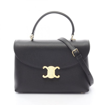 Celine Handbag Medium Nino 117523fxk38no Black Leather 2way Shoulder Bag Ladies