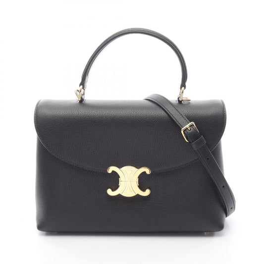 Celine Handbag Medium Nino 117523fxk38no Black Leather 2way Shoulder Bag Ladies