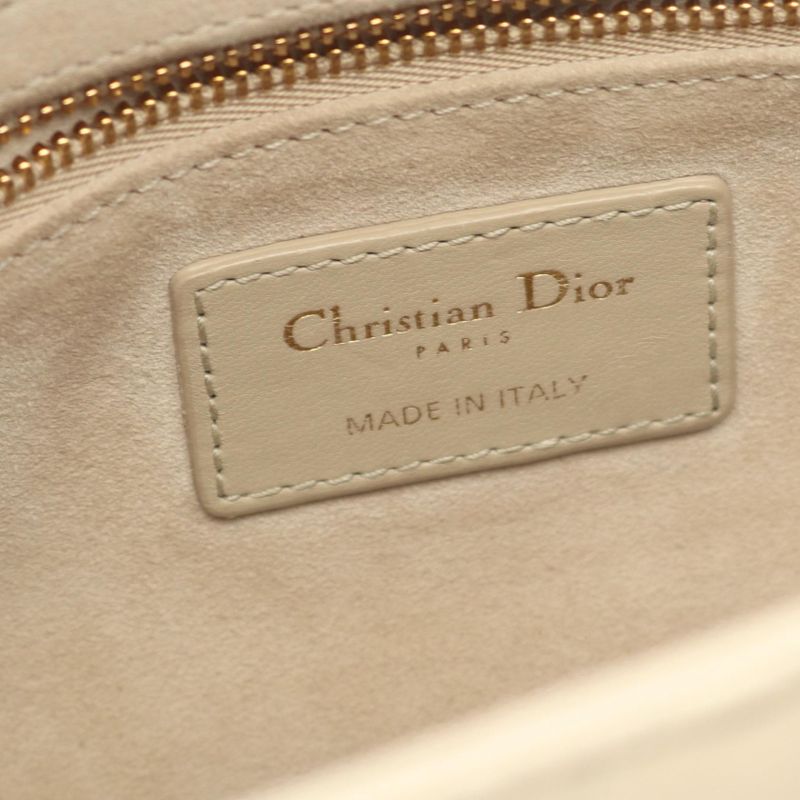 Dior Handbag LADY DIOR Cannage M05650nge Greige Leather Cannage 2way Tote