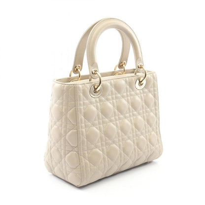 Dior Handbag LADY DIOR Cannage M05650nge Greige Leather Cannage 2way Tote