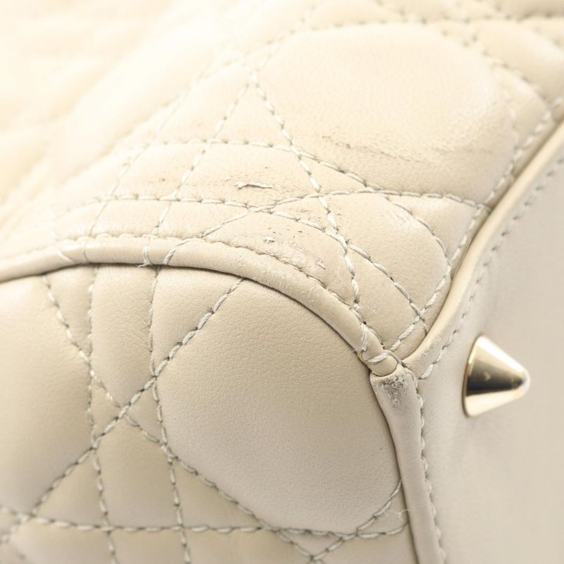 Dior Handbag LADY DIOR Cannage M05650nge Greige Leather Cannage 2way Tote