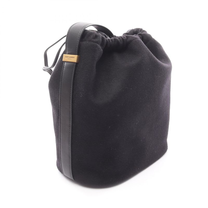 Saint Laurent Paris Shoulder Bag Rive Gauche Bucket Nero Wool Leather