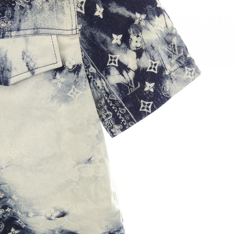 Louis Vuitton Monogram Bandana Short Sleeve Denim Shirt Hns17 Xnw2 S