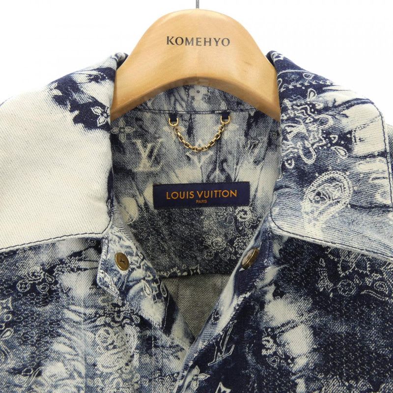 Louis Vuitton Monogram Bandana Short Sleeve Denim Shirt Hns17 Xnw2 S