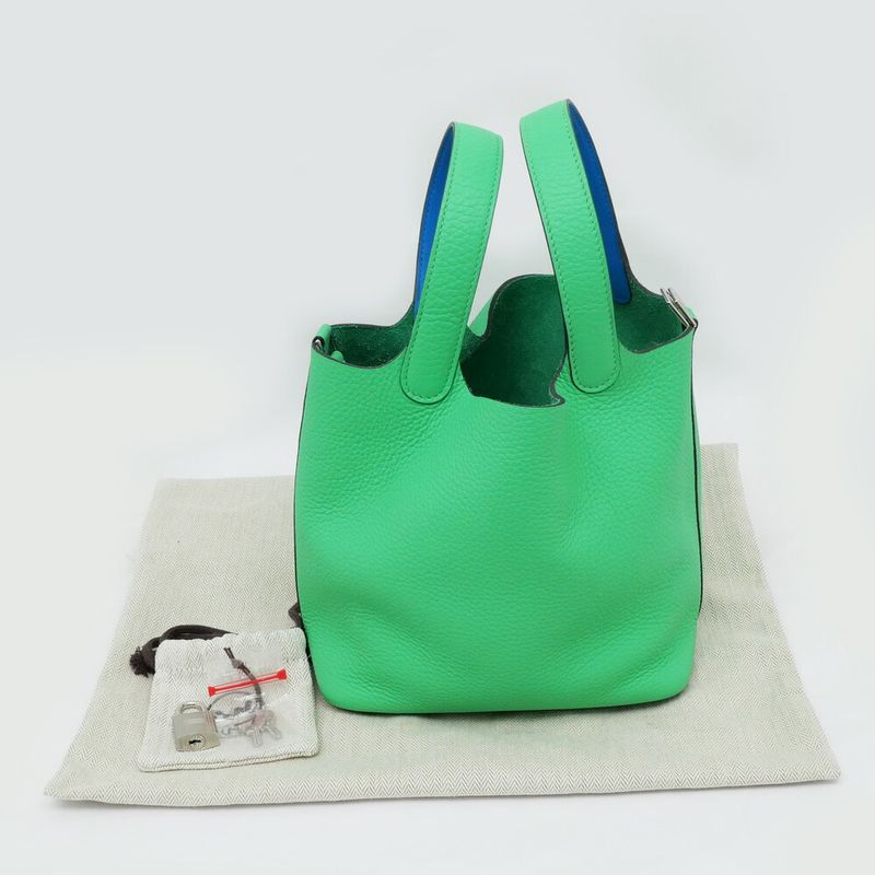 Hermes Picotin Lock PM Eclat Vert Comic Blue Frida Silva Hardware