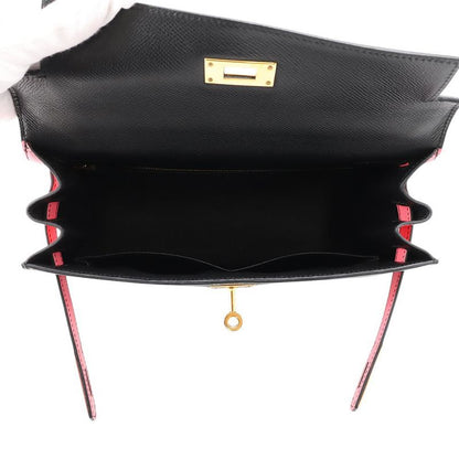 Hermes Handbag Kelly 28 Outer Sewing Black Rose Azalea Gold Epsom