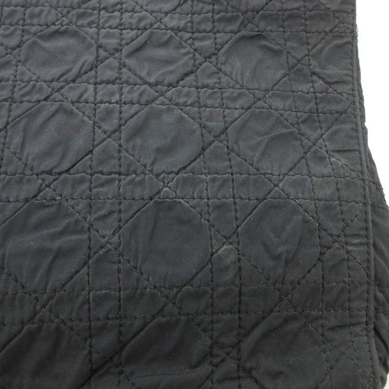 Christian Dior Vintage Cannage Quilted Handbag Nylon Leather Black AE • WY