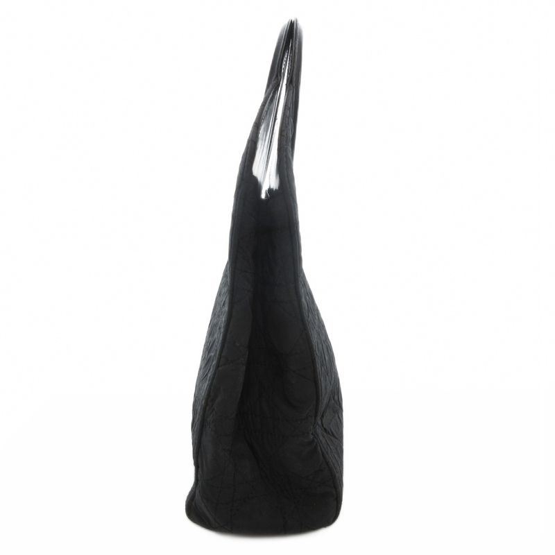 Christian Dior Vintage Cannage Quilted Handbag Nylon Leather Black AE • WY