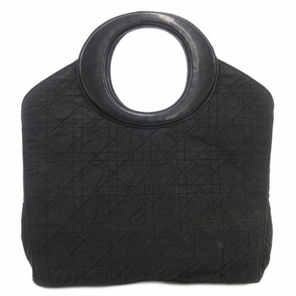 Christian Dior Vintage Cannage Quilted Handbag Nylon Leather Black AE • WY