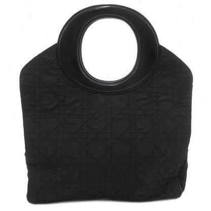 Christian Dior Vintage Cannage Quilted Handbag Nylon Leather Black AE • WY