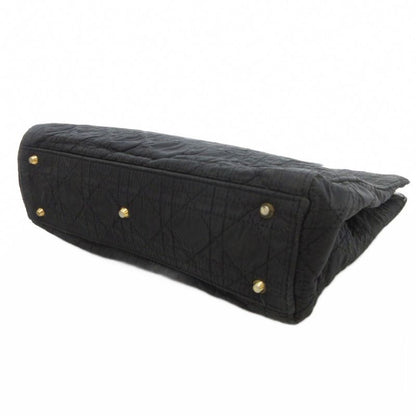 Christian Dior Vintage Cannage Quilted Handbag Nylon Leather Black AE • WY