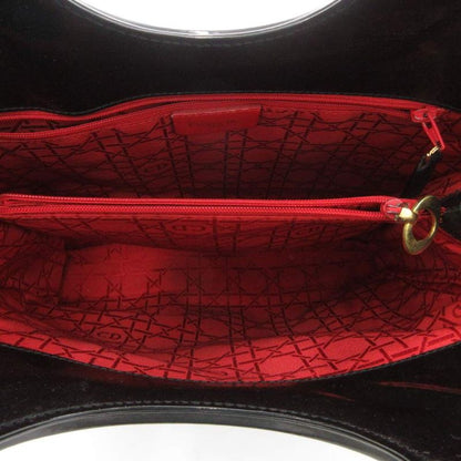 Christian Dior Vintage Cannage Quilted Handbag Nylon Leather Black AE • WY