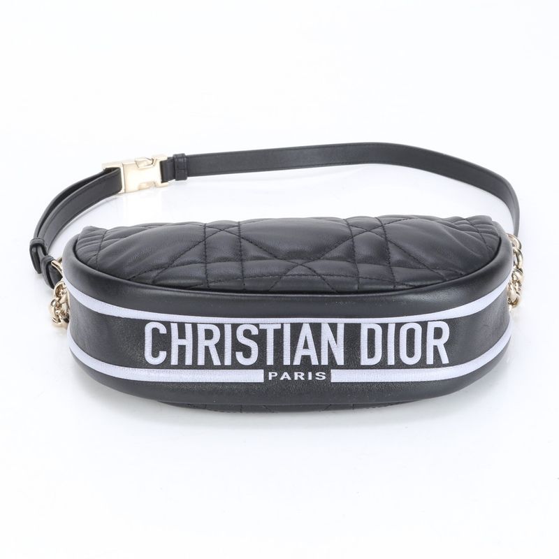 Christian Dior Cannage Vibe Hobo Small Lamb Leather 2WAY Shoulder Bag Women's
