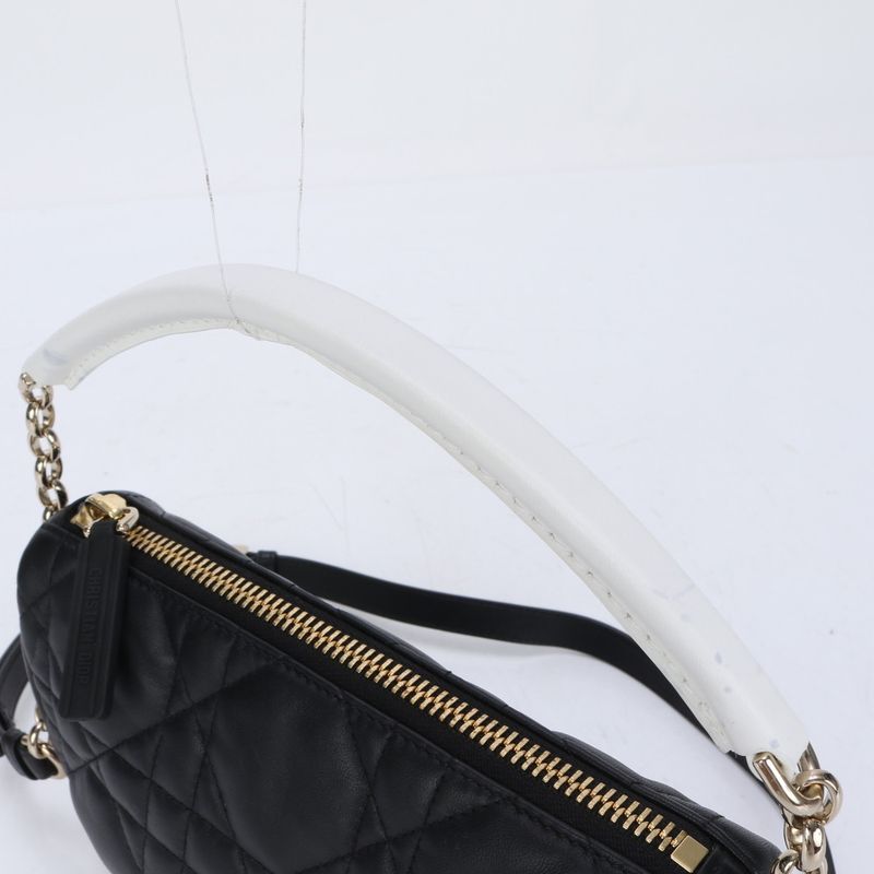 Christian Dior Cannage Vibe Hobo Small Lamb Leather 2WAY Shoulder Bag Women's