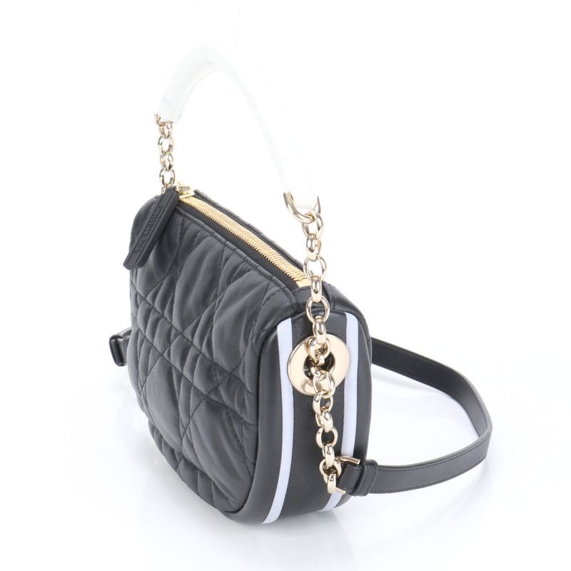 Christian Dior Cannage Vibe Hobo Small Lamb Leather 2WAY Shoulder Bag Women's