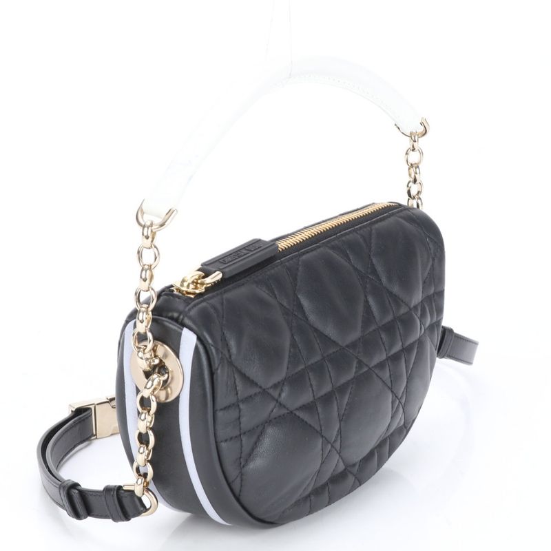 Christian Dior Cannage Vibe Hobo Small Lamb Leather 2WAY Shoulder Bag Women's