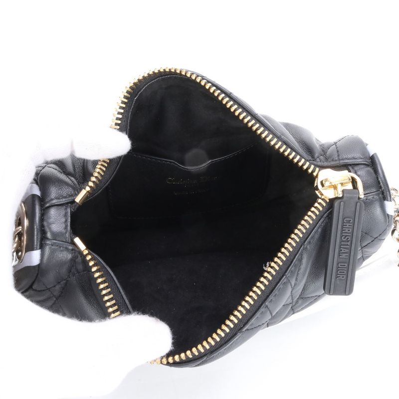 Christian Dior Cannage Vibe Hobo Small Lamb Leather 2WAY Shoulder Bag Women's