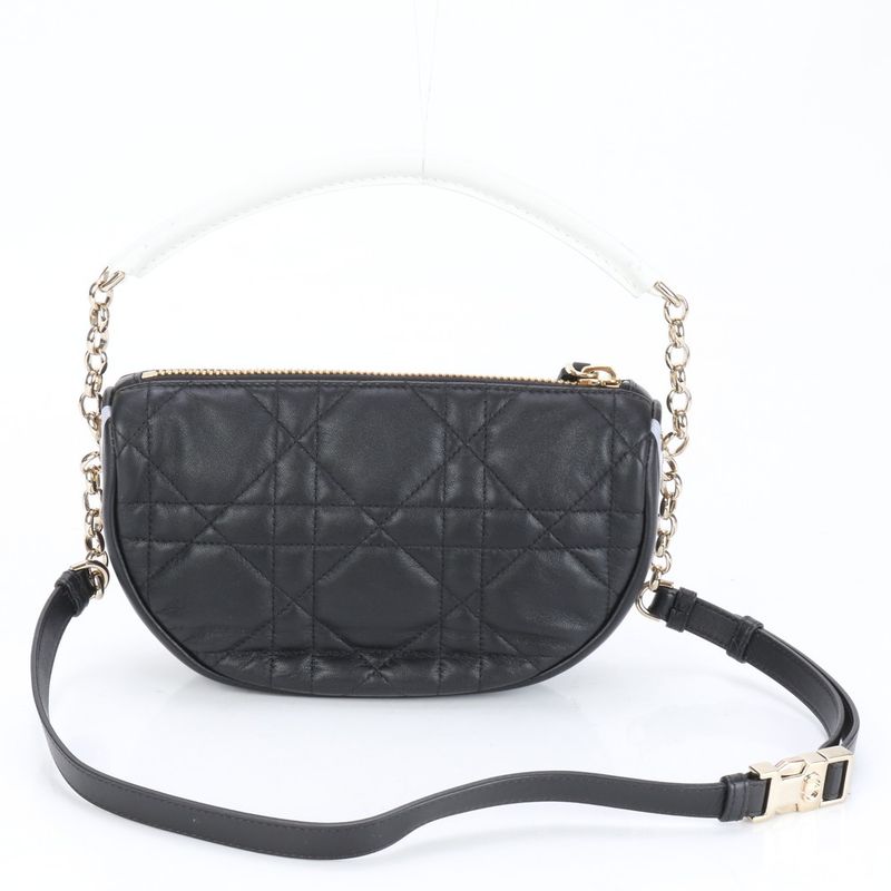 Christian Dior Cannage Vibe Hobo Small Lamb Leather 2WAY Shoulder Bag Women's