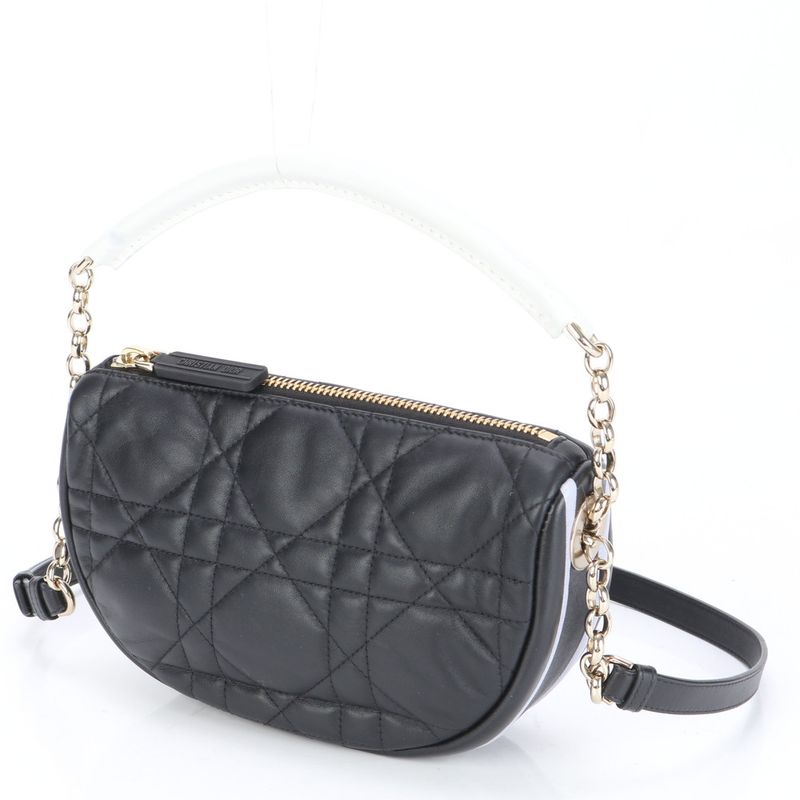 Christian Dior Cannage Vibe Hobo Small Lamb Leather 2WAY Shoulder Bag Women's