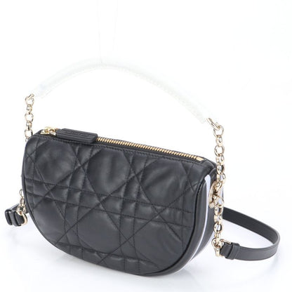 Christian Dior Cannage Vibe Hobo Small Lamb Leather 2WAY Shoulder Bag Women's