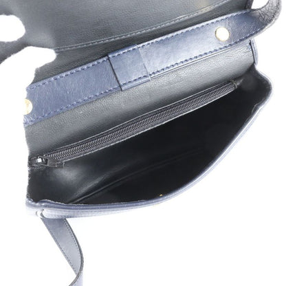 Vintage Christian Dior Leather 2WAY Shoulder Bag Crossbody Hand Navy Ladies RRM