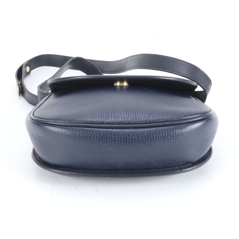 Vintage Christian Dior Leather 2WAY Shoulder Bag Crossbody Hand Navy Ladies RRM