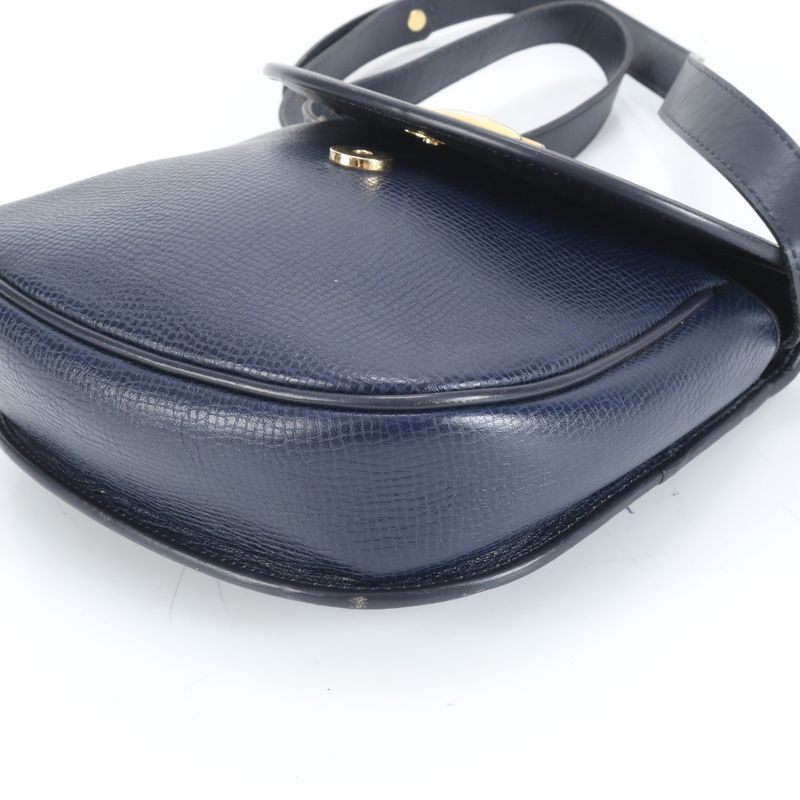 Vintage Christian Dior Leather 2WAY Shoulder Bag Crossbody Hand Navy Ladies RRM