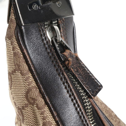 Gucci GG Canvas Sherry Line 001 3315 Leather Shoulder Bag Hand Brown Ladies EEM