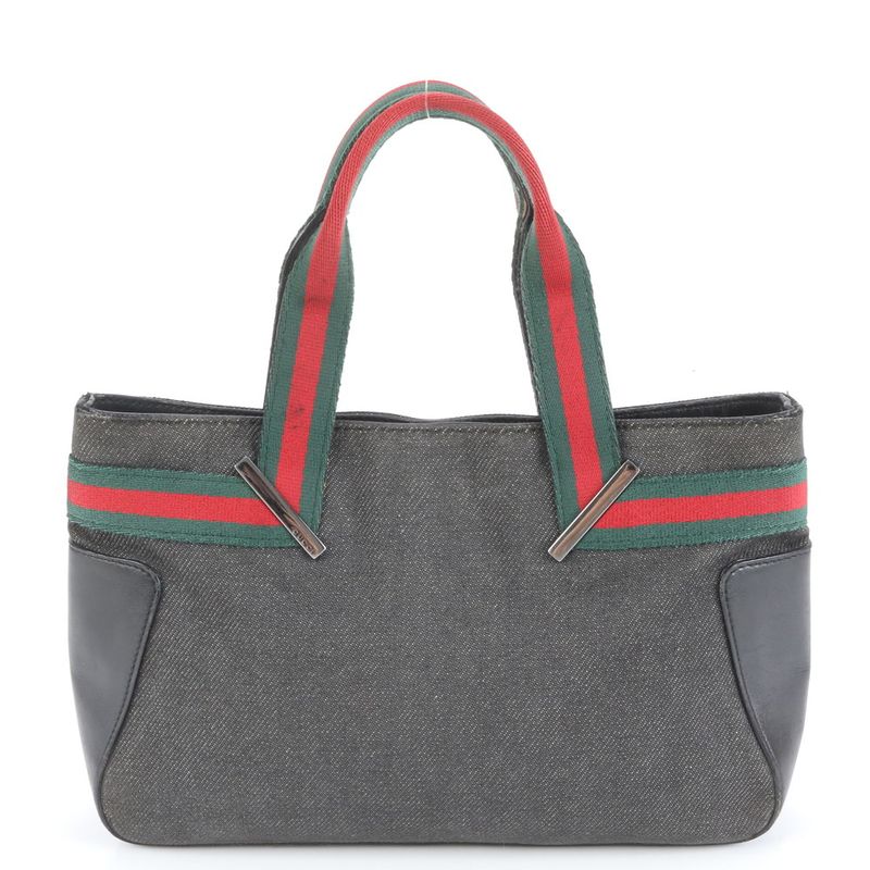 Gucci Sherry Line Leather Handbag Mini Tote 73984 Black Women's RCE Db11-1